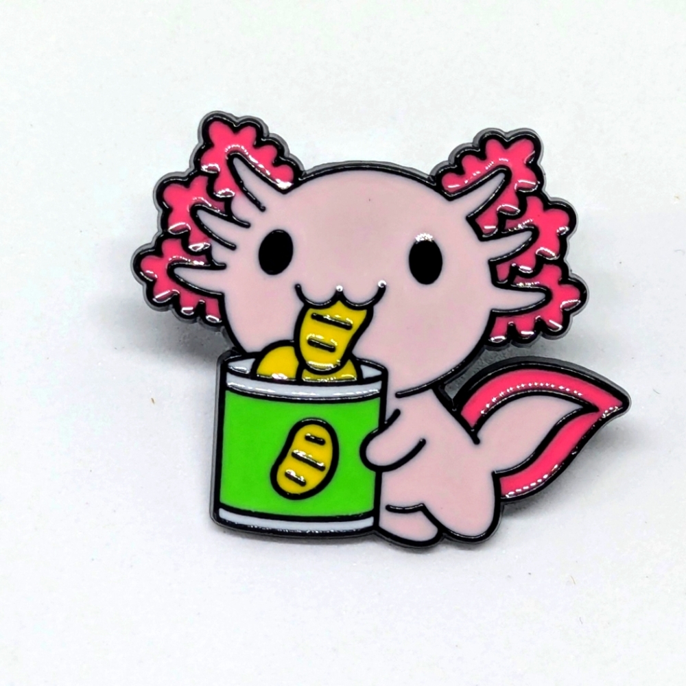 Adorable Axolotl Eating a Chips Pin